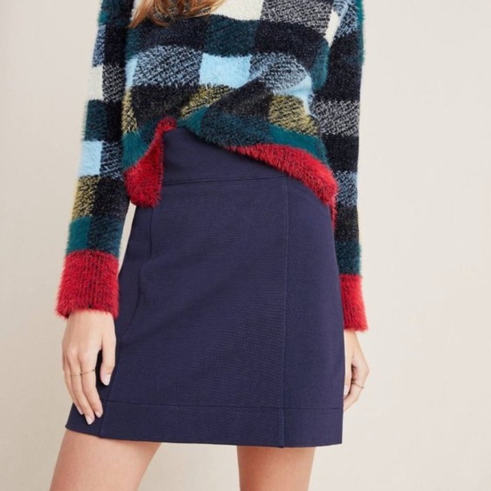 Anthropologie MAEVE Navy Blue Ponte Mini Skirt